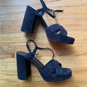 Stuart Weitzman Black Suede Platform Heels